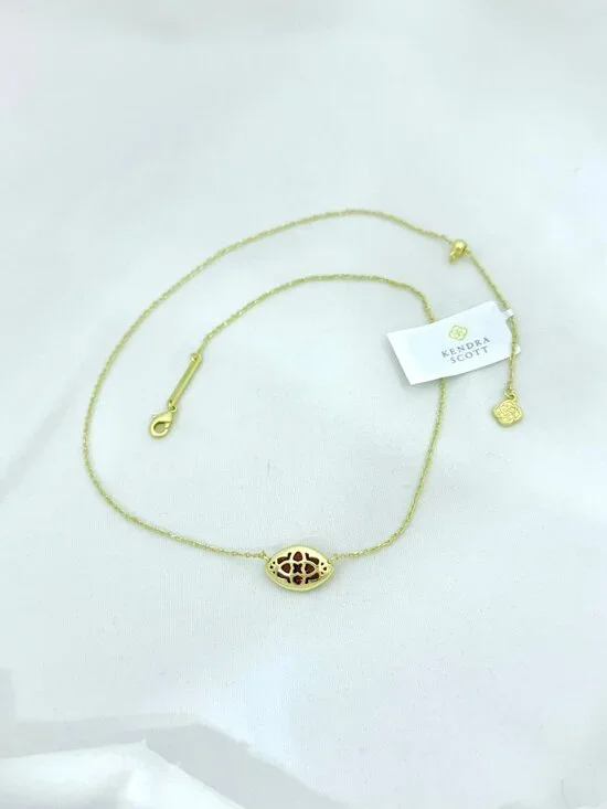 Kendra Scott Goldstone Football Pendant w/Adjustable Chain New in Box - Picture 5 of 13